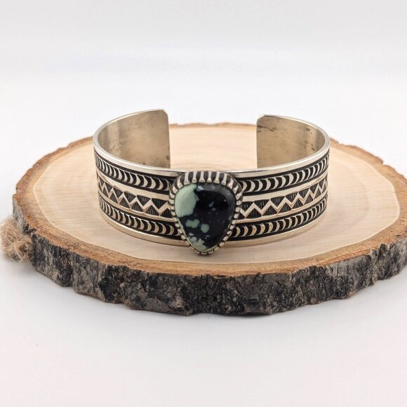 Navajo Cuff Bracelet New Landers Turquoise Sterling Handmade Jewelry Sz 6.75‎ ** - Picture 1 of 10